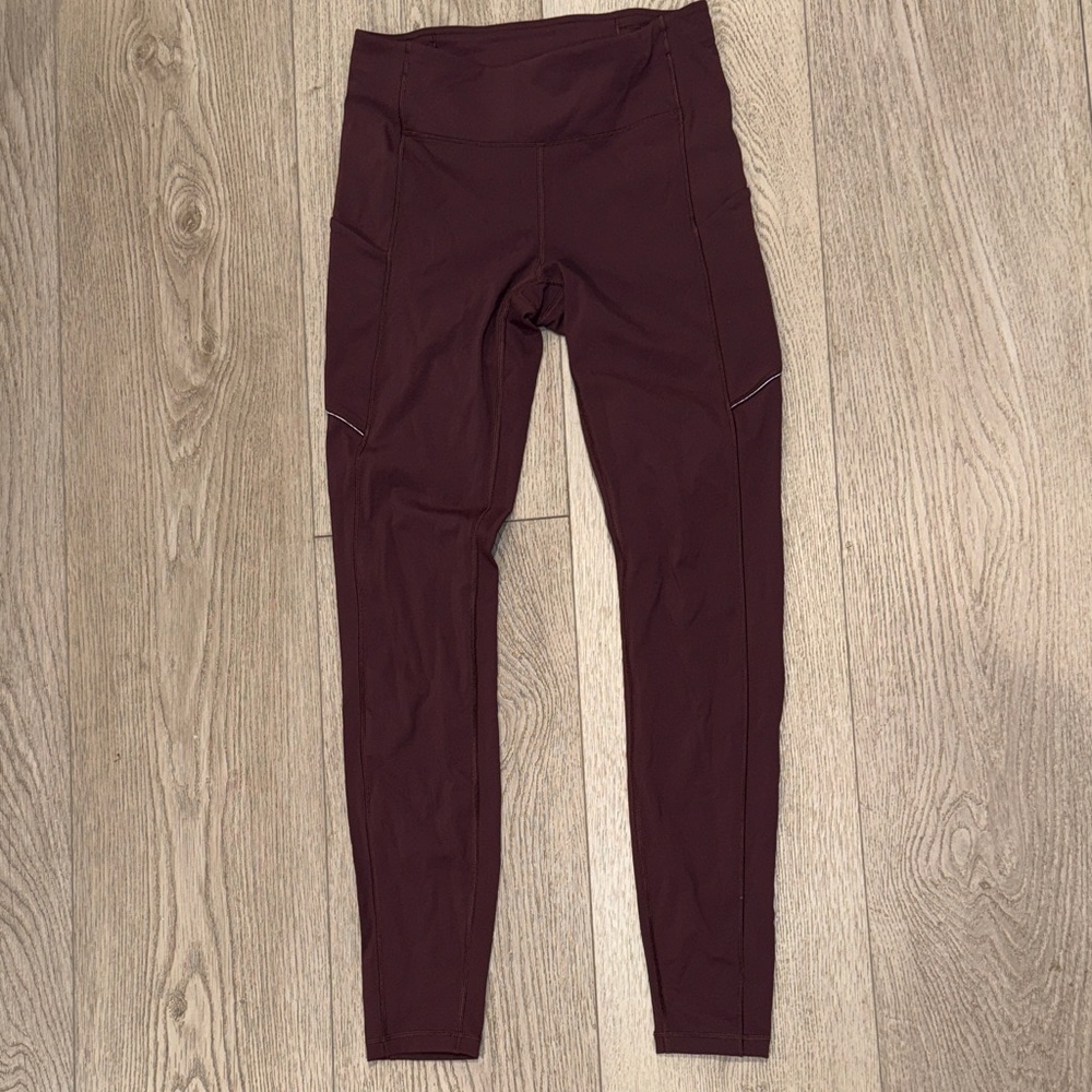Lululemon High-Waist Burgundy Active Leggings